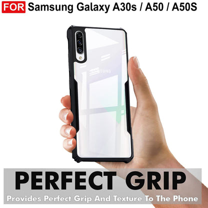VAKIBO Super Premium Black Border Transparent Case With Corner Protection & Camera Protection Suitable for Samsung A50s