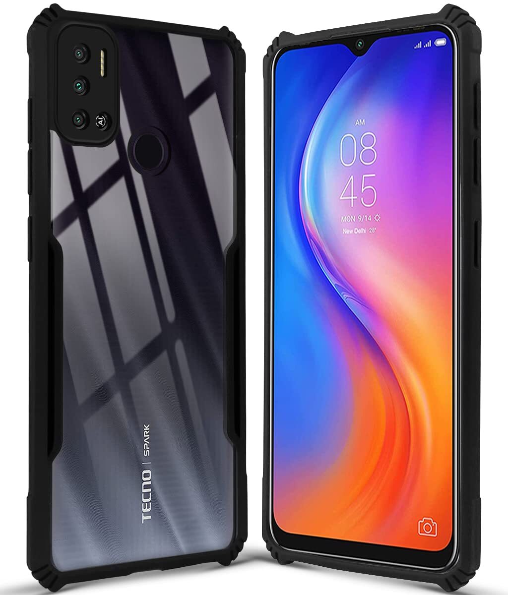 VAKIBO Super Premium Black Border Transparent Case With Corner Protection & Camera Protection Suitable for Tecno Spark 6 Air