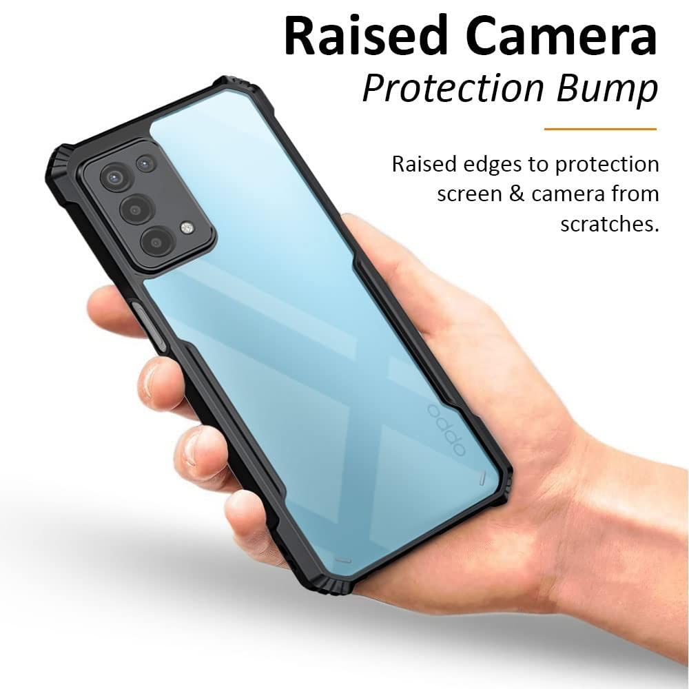 VAKIBO Super Premium Black Border Transparent Case With Corner Protection & Camera Protection Suitable for Oppo A74 5G