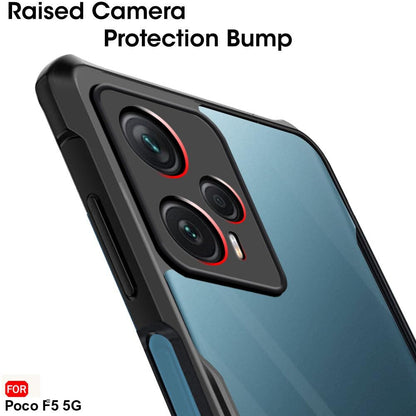 VAKIBO Super Premium Black Border Transparent Case With Corner Protection & Camera Protection Suitable for Poco F5