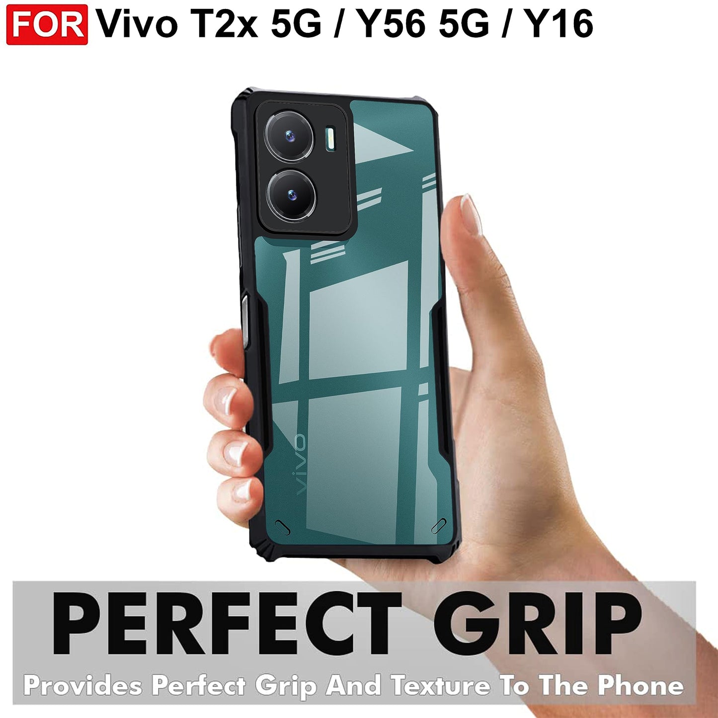 VAKIBO Super Premium Black Border Transparent Case With Corner Protection & Camera Protection Suitable for Vivo Y56 5G