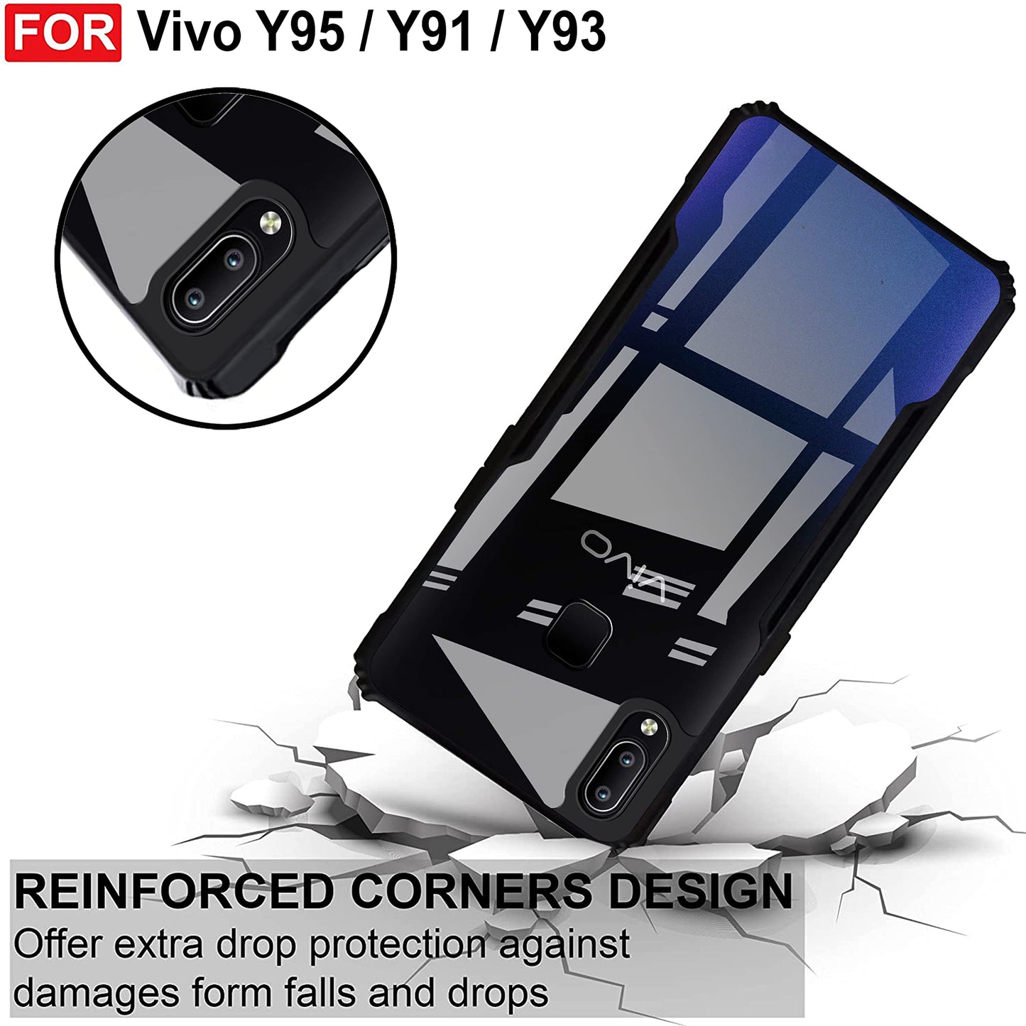 VAKIBO Super Premium Black Border Transparent Case With Corner Protection & Camera Protection Suitable for Vivo Y91