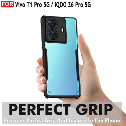 VAKIBO Super Premium Black Border Transparent Case With Corner Protection & Camera Protection Suitable for iQOO Z6 Pro 5G