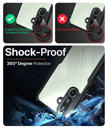 VAKIBO Best Selling Black and Transparent Coloured Made With Soft TPU and Acrylic Back Cover Case With 4 Corner and Camera Protection Suitable for Samsung Galaxy M56