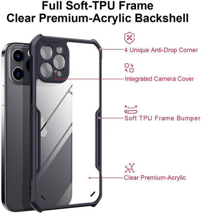 VAKIBO Best Selling Black and Transparent Coloured Made With Soft TPU and Acrylic Back Cover Case With 4 Corner and Camera Protection Suitable for iPhone 12 Pro Max