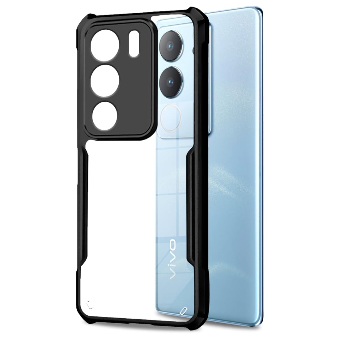 VAKIBO Super Premium Black Border Transparent Case With Corner Protection & Camera Protection Suitable for Vivo S17 Pro
