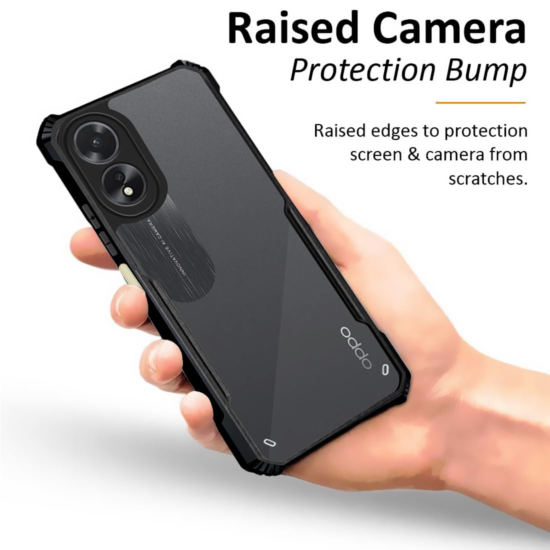 VAKIBO Super Premium Black Border Transparent Case With Corner Protection & Camera Protection Suitable for Oppo A18 4G