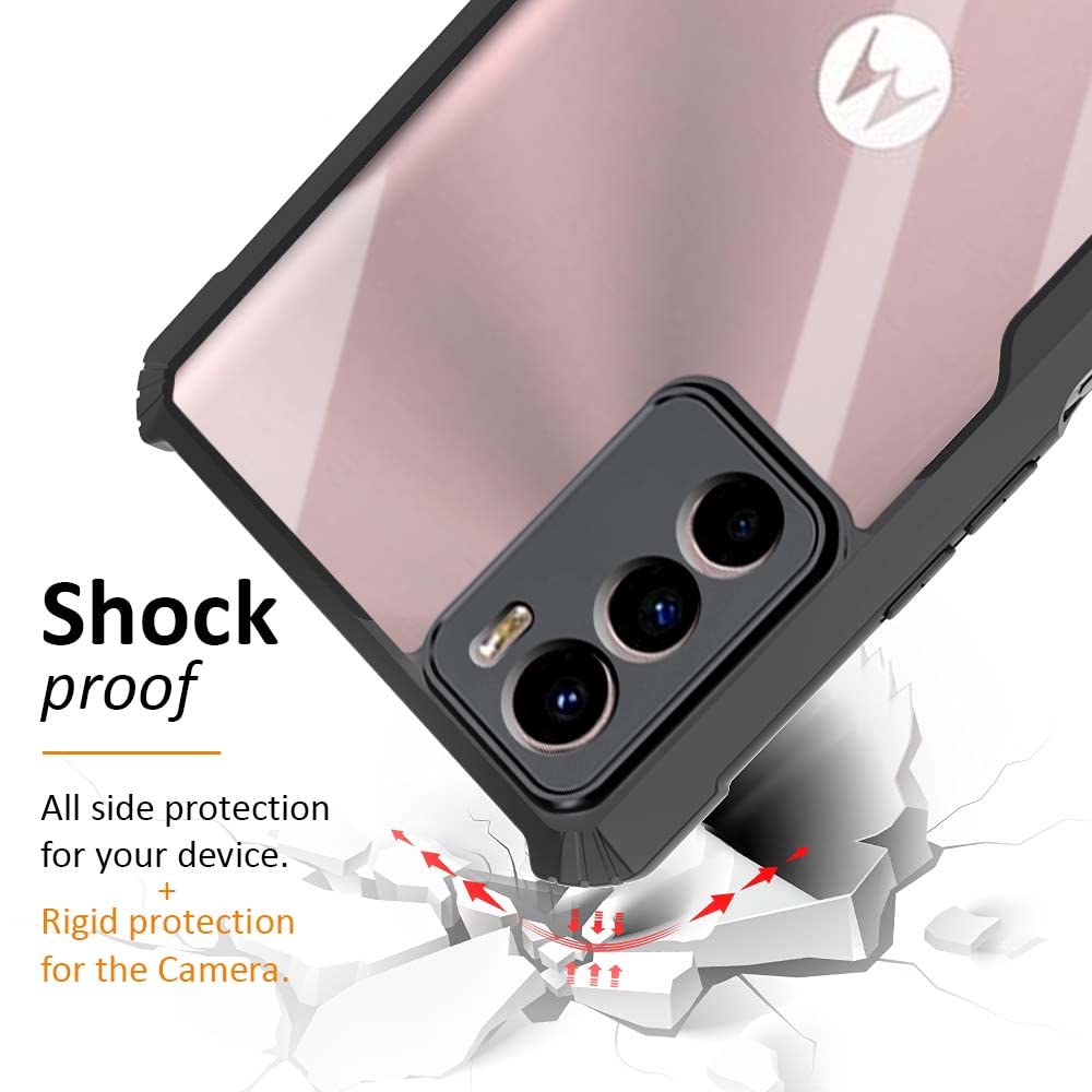 VAKIBO Super Premium Black Border Transparent Case With Corner Protection & Camera Protection Suitable for Moto G42