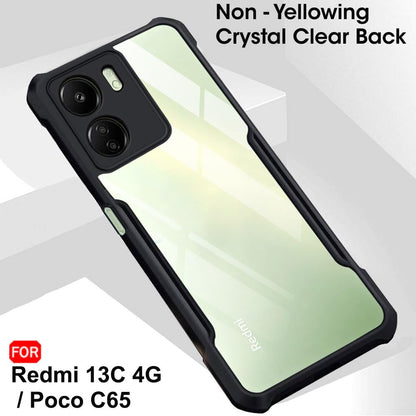 VAKIBO Super Premium Black Border Transparent Case With Corner Protection & Camera Protection Suitable for Mi Poco C65 4G