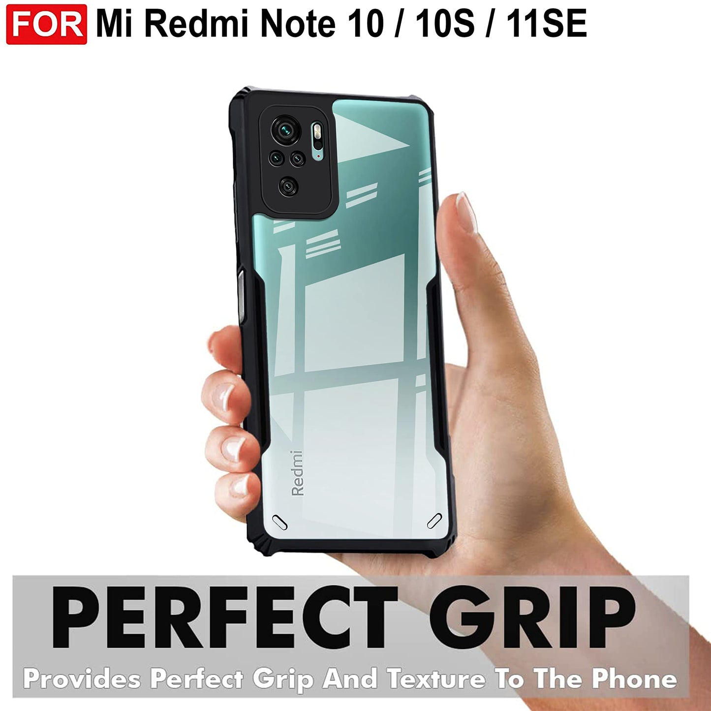 VAKIBO Super Premium Black Border Transparent Case With Corner Protection & Camera Protection Suitable for MI Redmi Note 10s