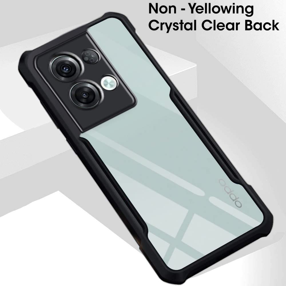 VAKIBO Super Premium Black Border Transparent Case With Corner Protection & Camera Protection Suitable for Oppo Reno 8 Pro