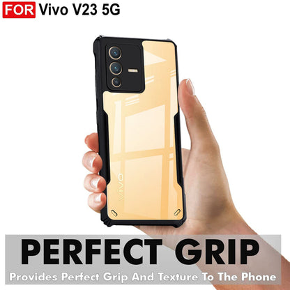 VAKIBO Super Premium Black Border Transparent Case With Corner Protection & Camera Protection Suitable for Vivo V23 5G