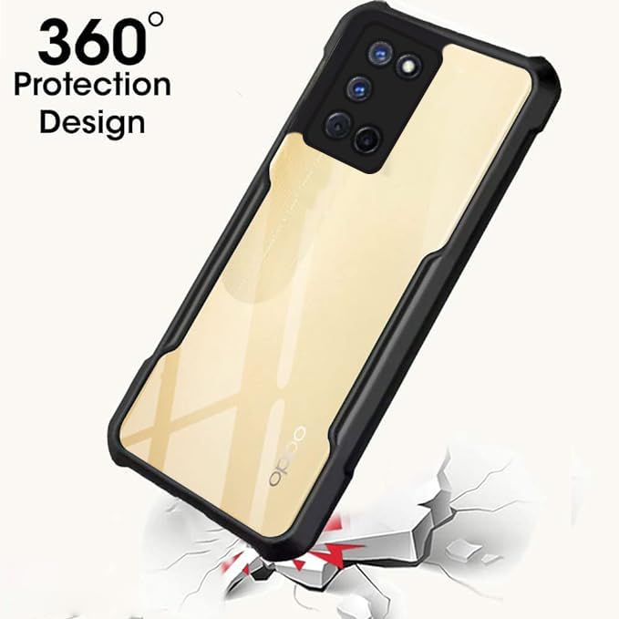 VAKIBO Super Premium Black Border Transparent Case With Corner Protection & Camera Protection Suitable for Oppo A52