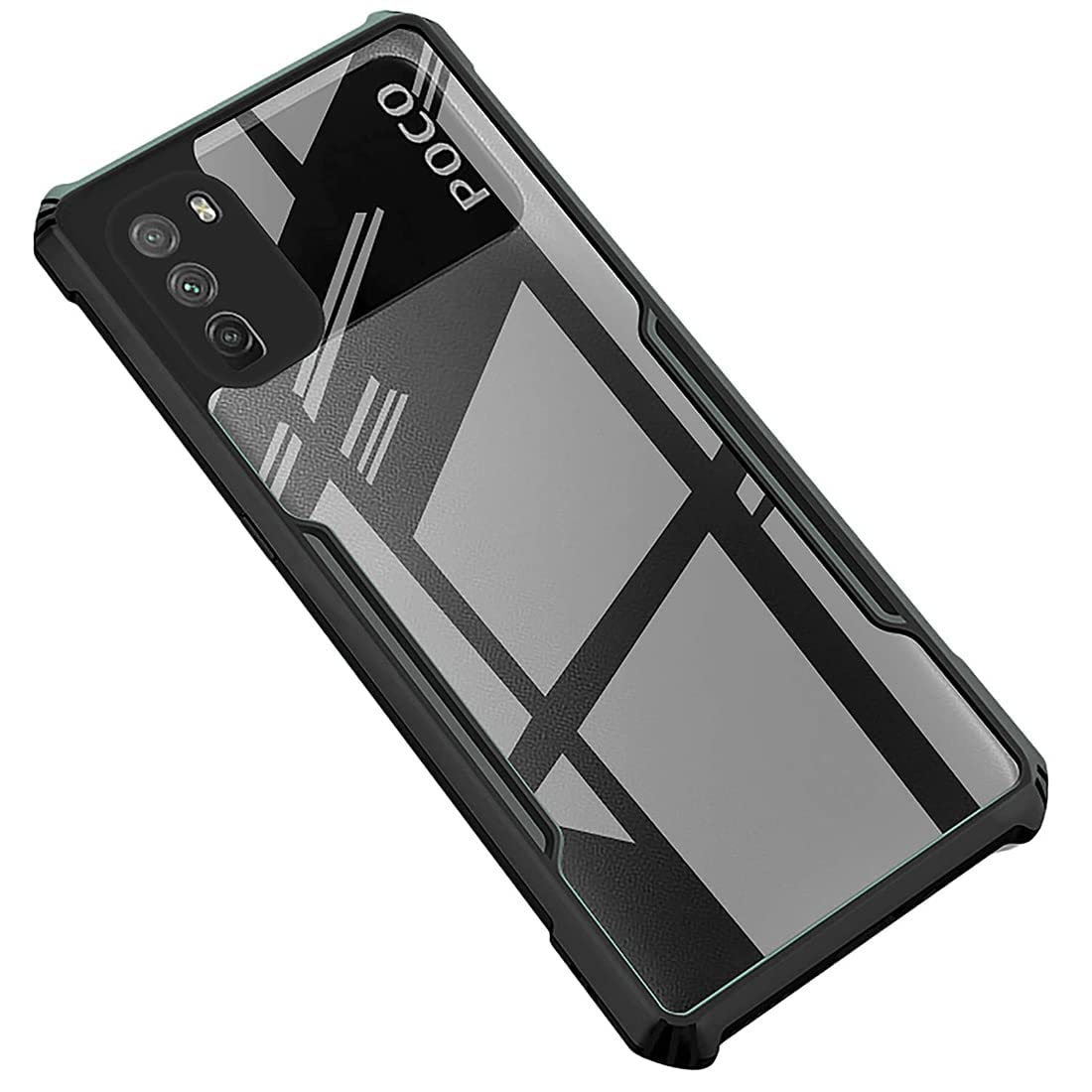 VAKIBO Super Premium Black Border Transparent Case With Corner Protection & Camera Protection Suitable for Mi Poco M3