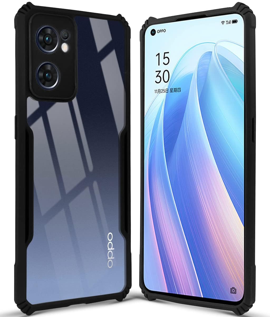 VAKIBO Super Premium Black Border Transparent Case With Corner Protection & Camera Protection Suitable for Oppo Reno 7