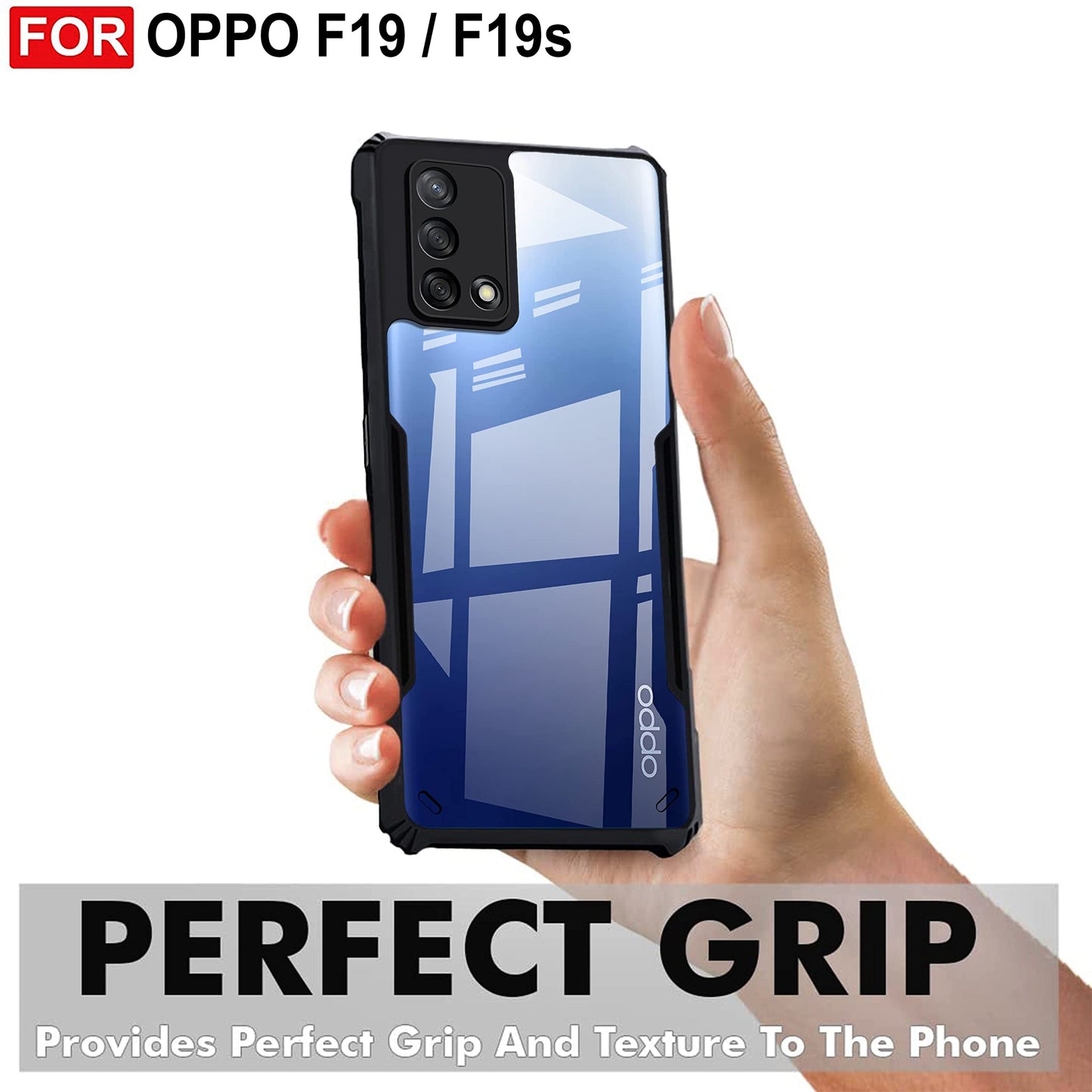 VAKIBO Super Premium Black Border Transparent Case With Corner Protection & Camera Protection Suitable for Oppo F19