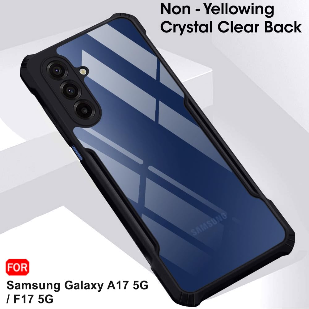 VAKIBO Best Selling Black and Transparent Coloured Made With Soft TPU and Acrylic Back Cover Case With 4 Corner and Camera Protection Suitable for Samsung Galaxy A17
