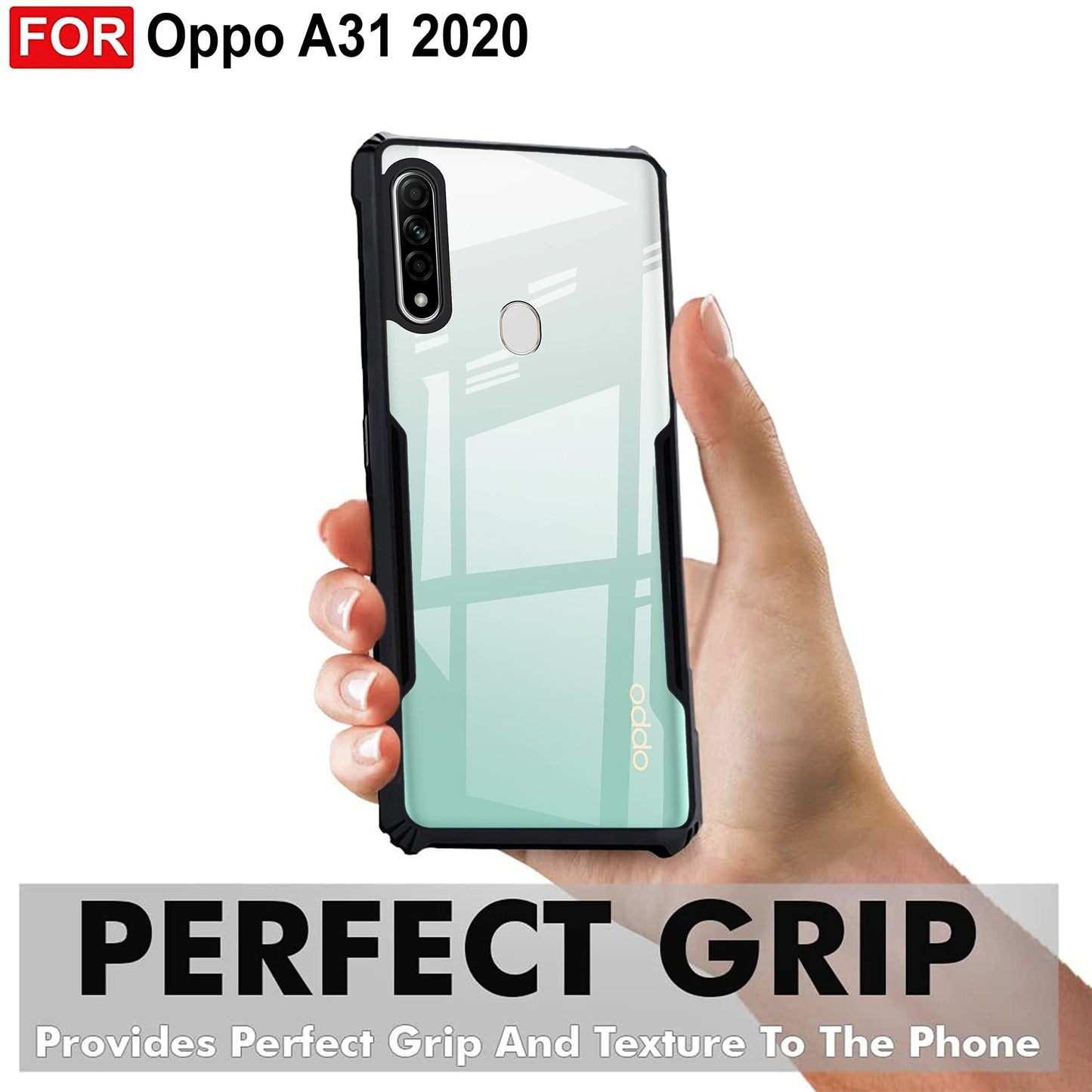 VAKIBO Super Premium Black Border Transparent Case With Corner Protection & Camera Protection Suitable for Oppo A31