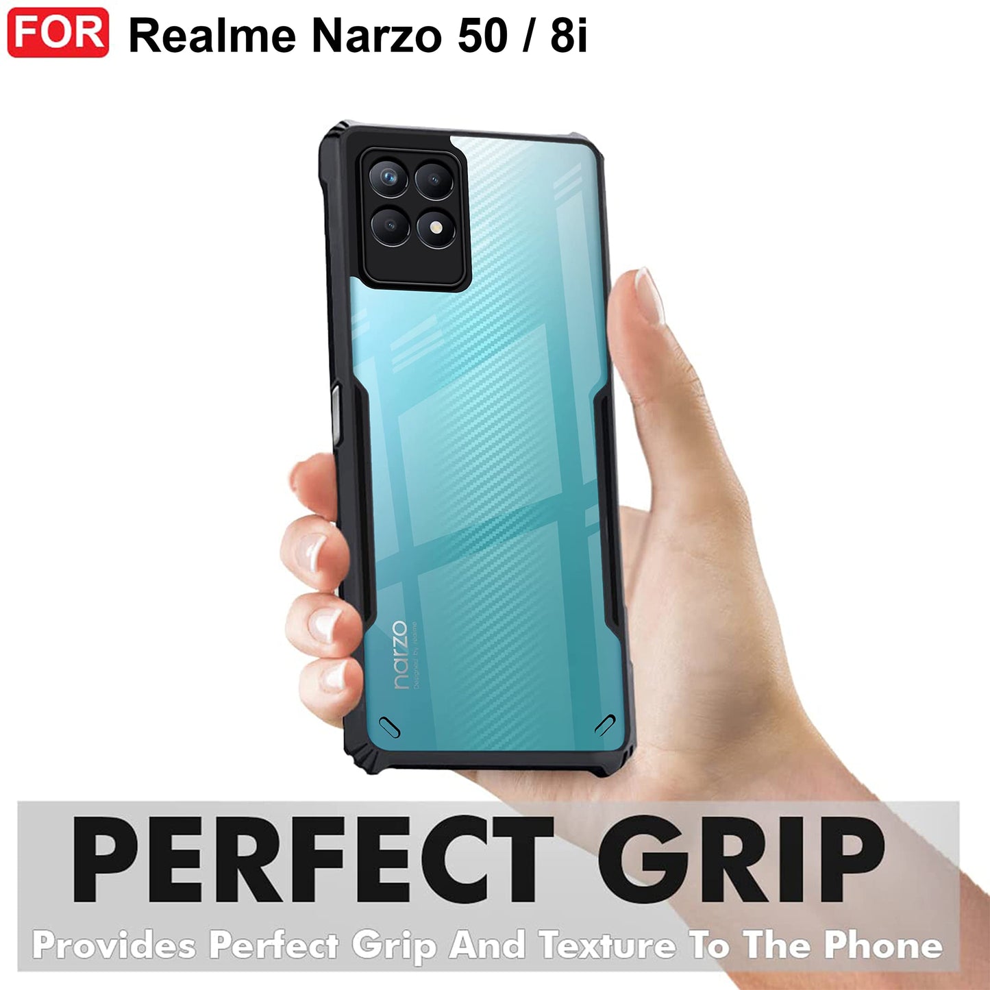 VAKIBO Super Premium Black Border Transparent Case With Corner Protection & Camera Protection Suitable for Realme Narzo 50
