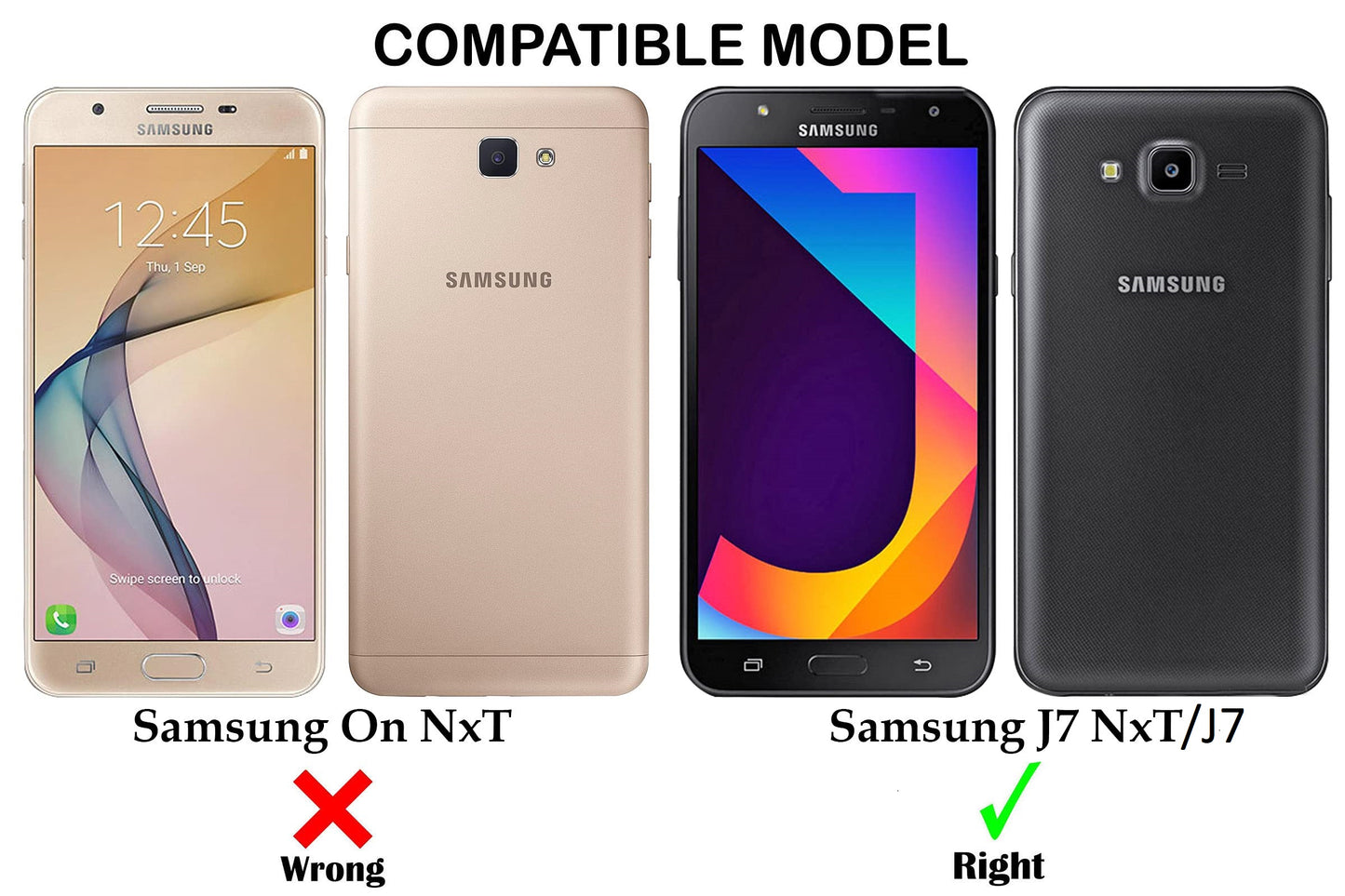 VAKIBO Super Premium Black Border Transparent Case With Corner Protection & Camera Protection Suitable for Samsung Galaxy J7 NXT
