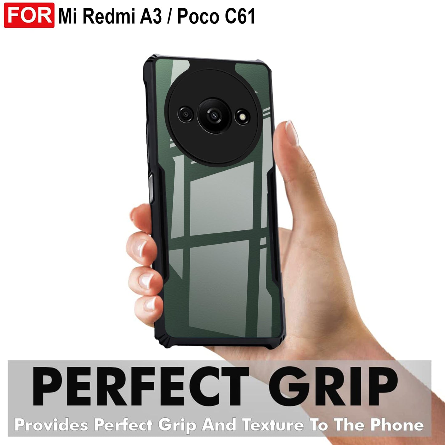 VAKIBO Super Premium Black Border Transparent Case With Corner Protection & Camera Protection Suitable for Mi Redmi A3X
