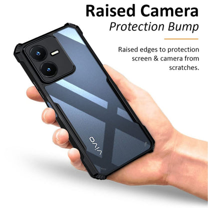 VAKIBO Super Premium Black Border Transparent Case With Corner Protection & Camera Protection Suitable for Vivo Y22
