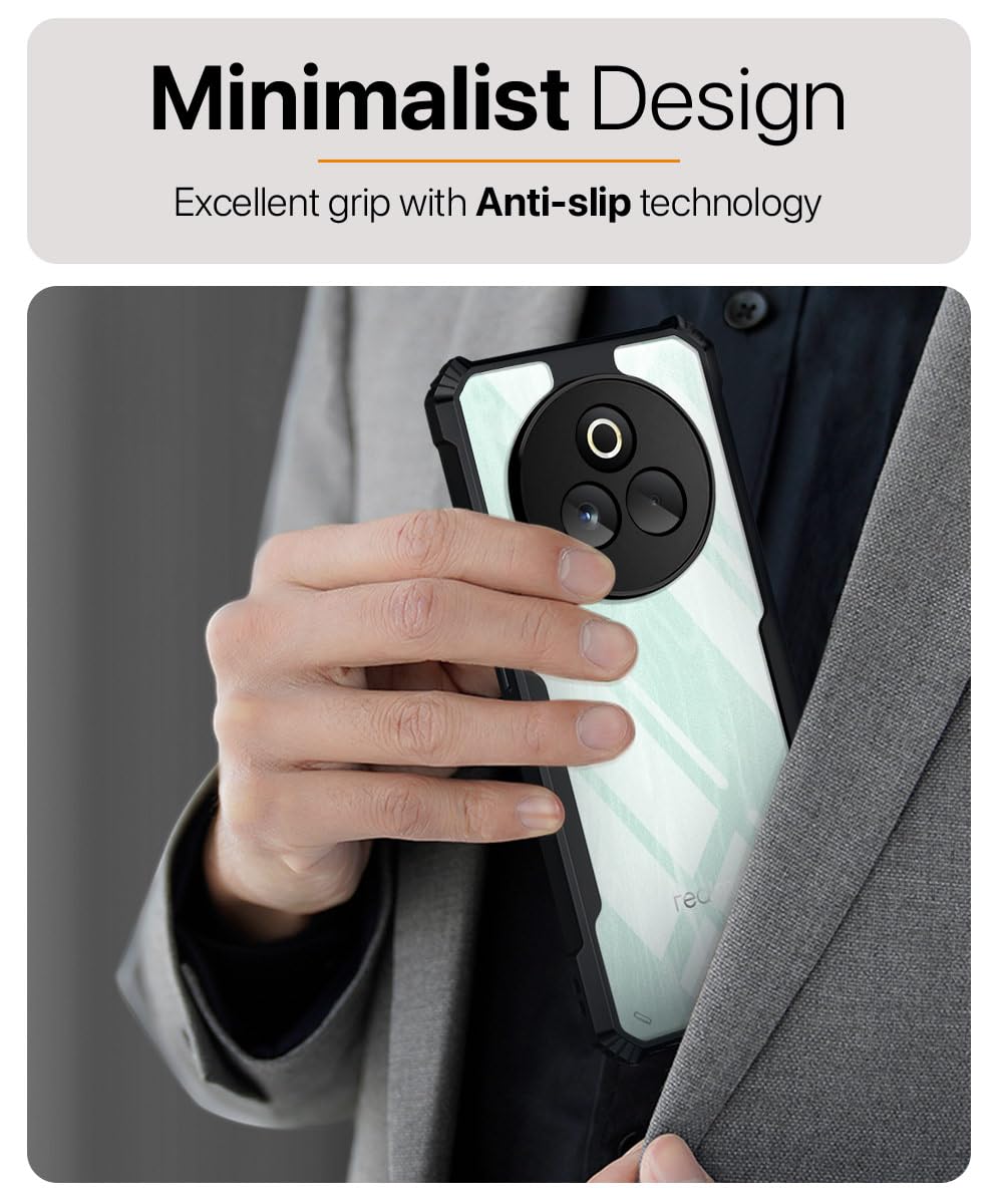 VAKIBO Super Premium Black Border Transparent Case With Corner Protection & Camera Protection Suitable for Realme P3 Pro