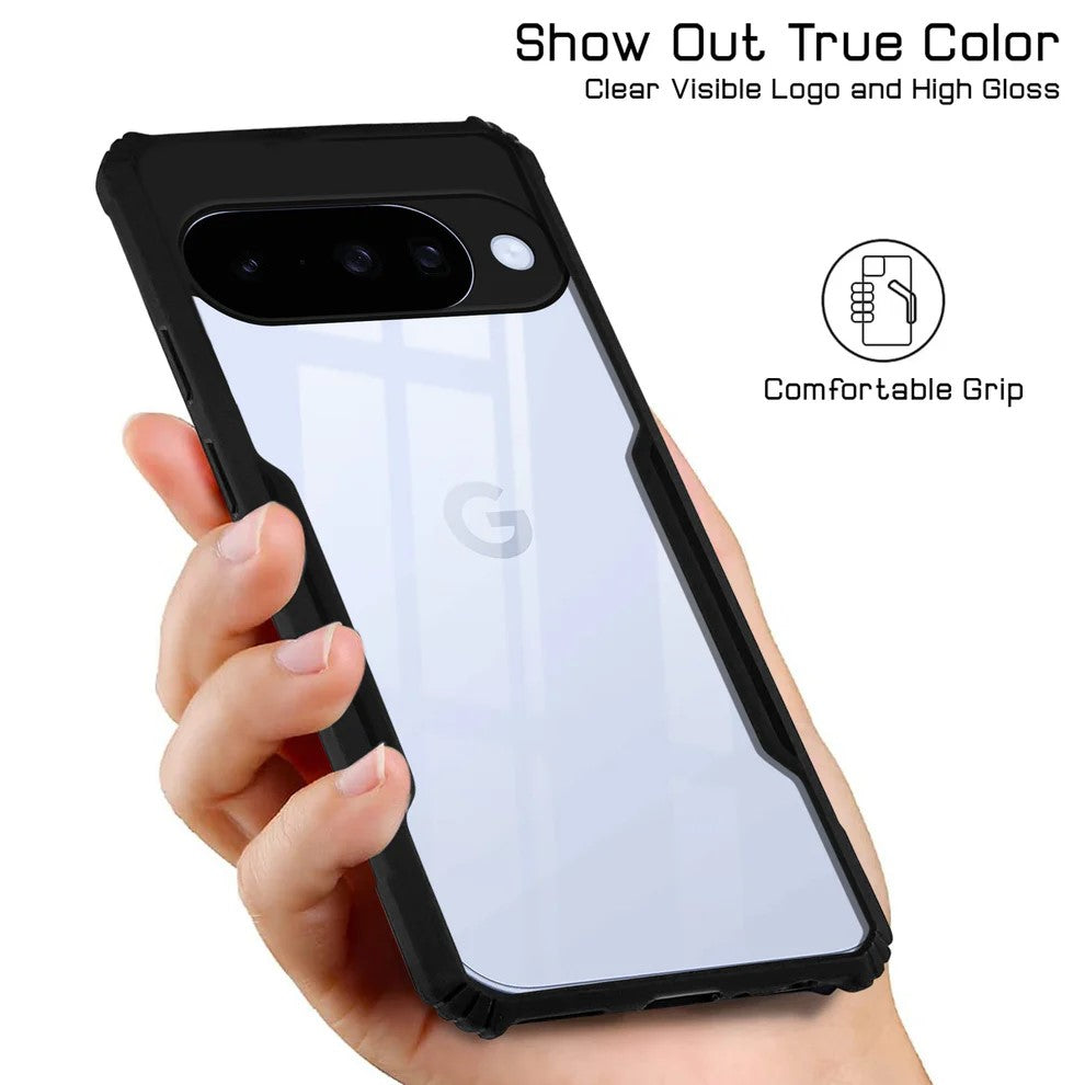 VAKIBO Best Selling Black and Transparent Coloured Made With Soft TPU and Acrylic Back Cover Case With 4 Corner and Camera Protection Suitable for Google Pixel 10