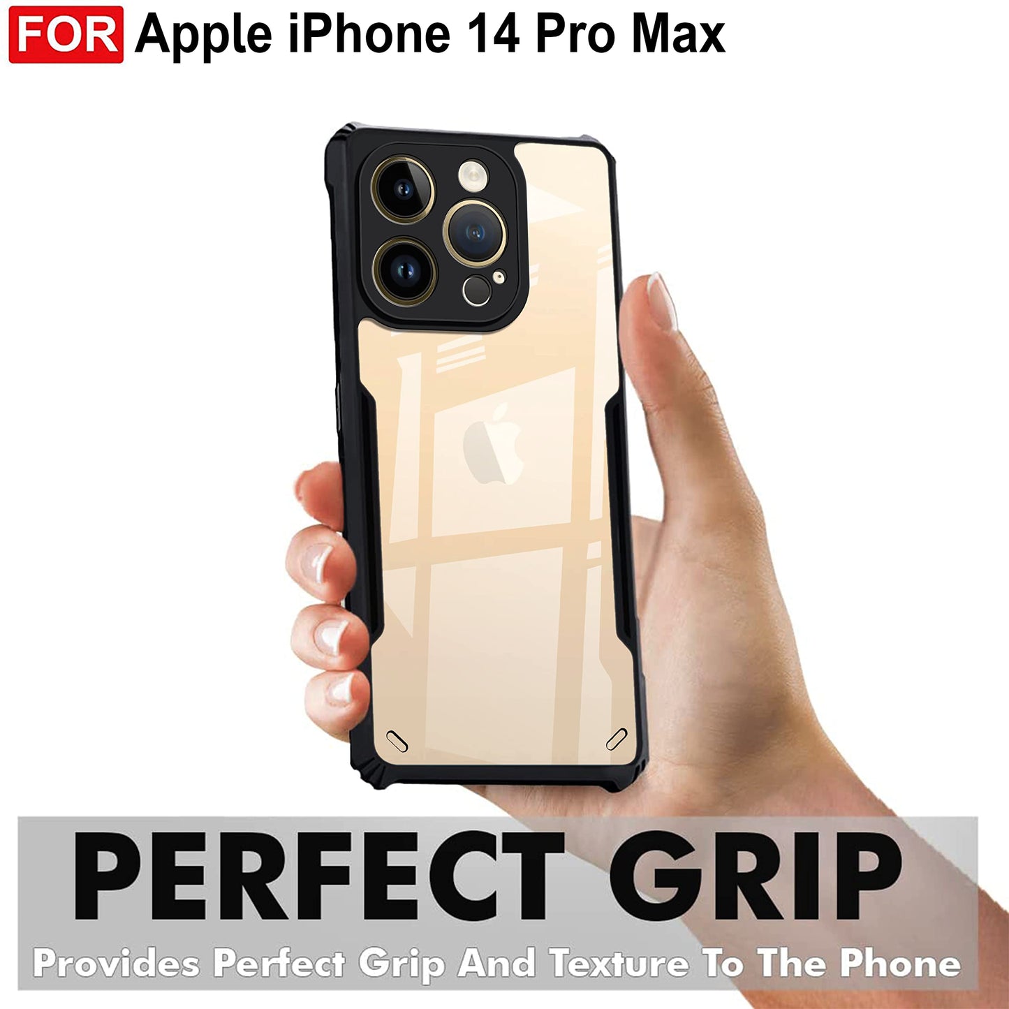 VAKIBO Super Premium Black Border Transparent Case With Corner Protection & Camera Protection Suitable for iPhone 14 Pro Max