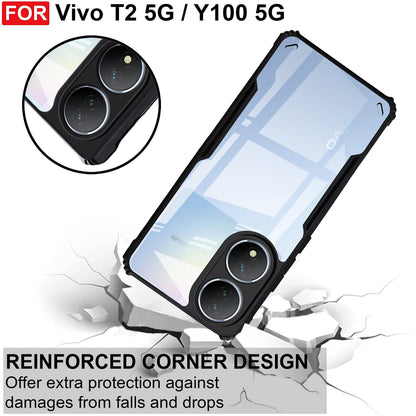 VAKIBO Super Premium Black Border Transparent Case With Corner Protection & Camera Protection Suitable for Vivo T2 5G
