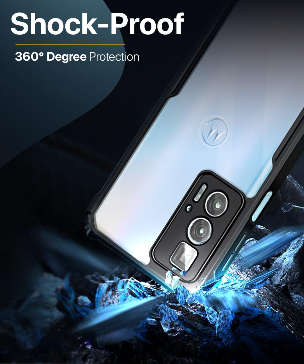 VAKIBO Super Premium Black Border Transparent Case With Corner Protection & Camera Protection Suitable for Moto Edge 20 Pro