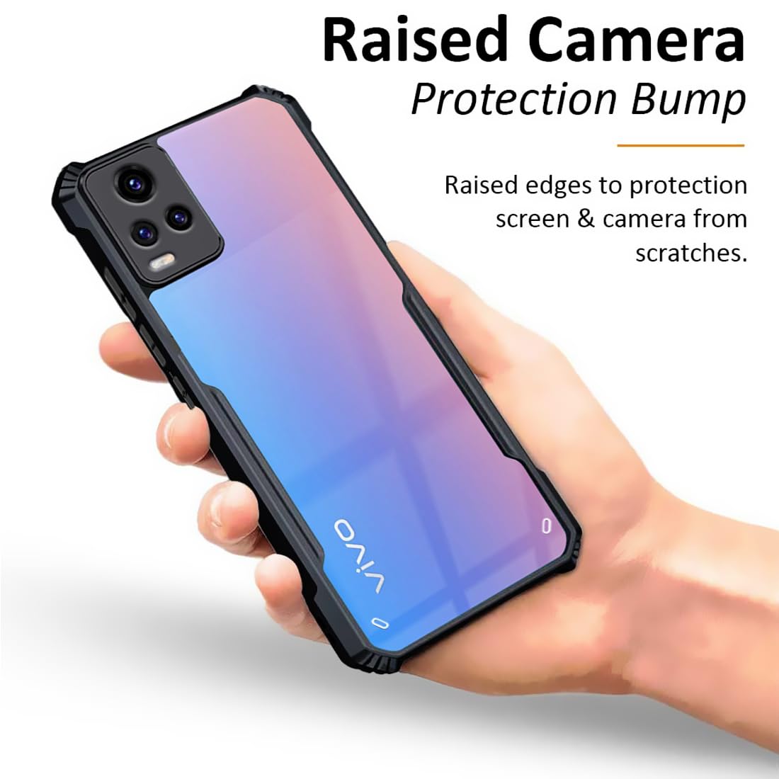 VAKIBO Super Premium Black Border Transparent Case With Corner Protection & Camera Protection Suitable for Vivo V20