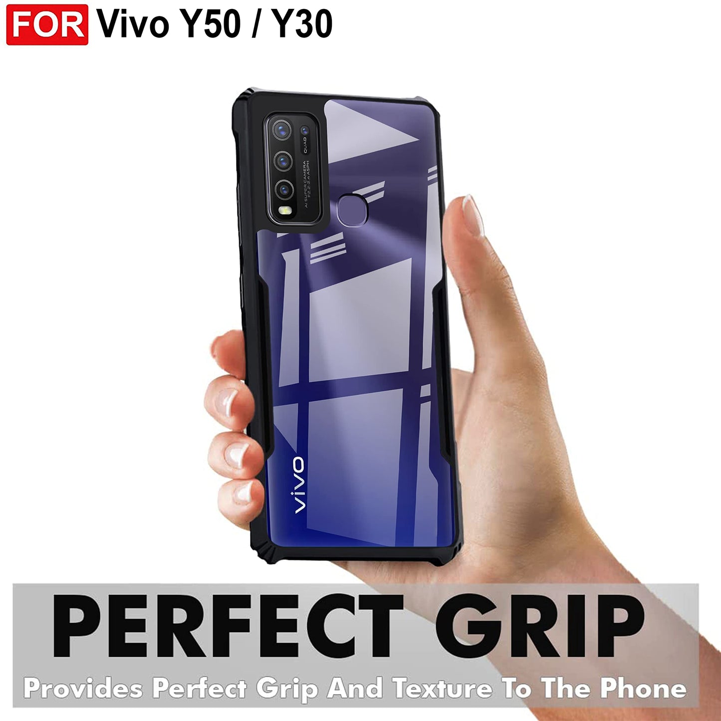 VAKIBO Super Premium Black Border Transparent Case With Corner Protection & Camera Protection Suitable for Vivo Y30