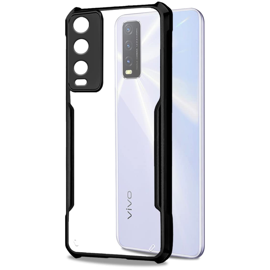 VAKIBO Super Premium Black Border Transparent Case With Corner Protection & Camera Protection Suitable for Vivo Y20
