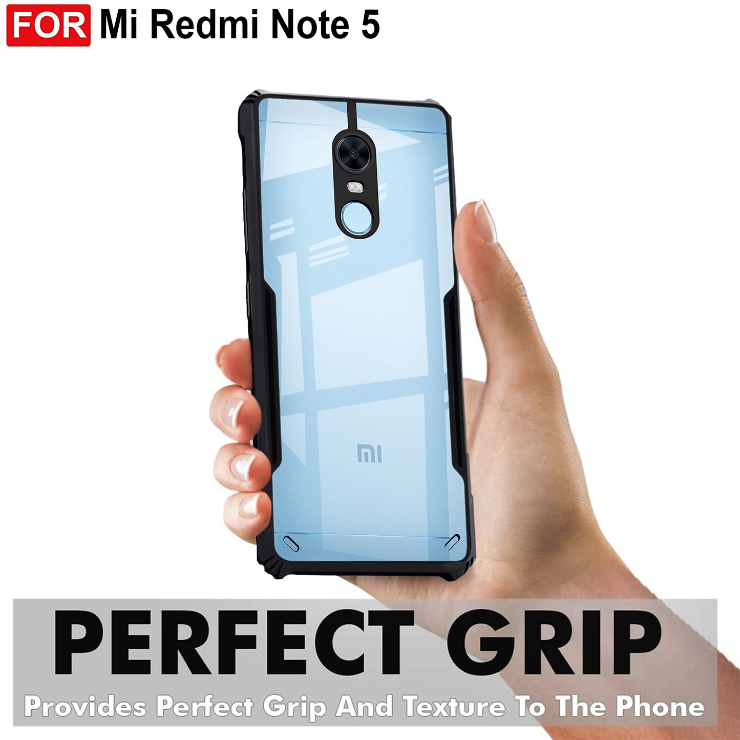 VAKIBO Super Premium Black Border Transparent Case With Corner Protection & Camera Protection Suitable for Mi Redmi Note 5
