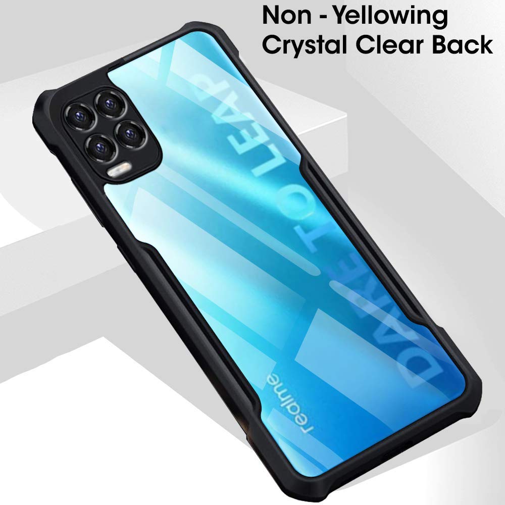 VAKIBO Super Premium Black Border Transparent Case With Corner Protection & Camera Protection Suitable for Realme 8 4G