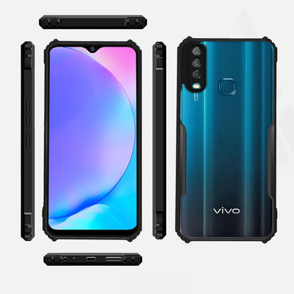 VAKIBO Best Selling Black and Transparent Coloured Made With Soft TPU and Acrylic Back Cover Case With 4 Corner and Camera Protection Suitable for Vivo Y15