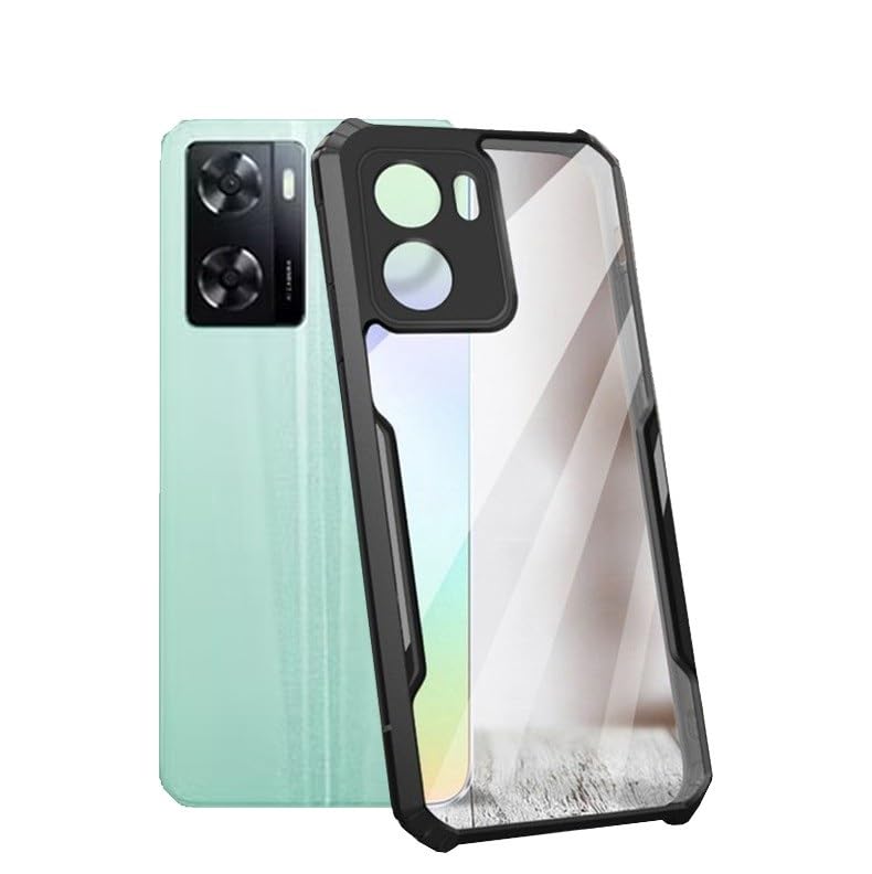 VAKIBO Super Premium Black Border Transparent Case With Corner Protection & Camera Protection Suitable for Oppo A77s