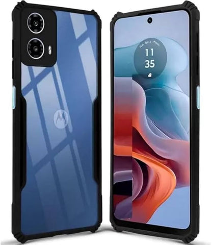 VAKIBO Best Selling Black and Transparent Back Cover Case Made With Soft TPU and Acrylic With 4 Corner and Camera Protection Suitable for Moto G35