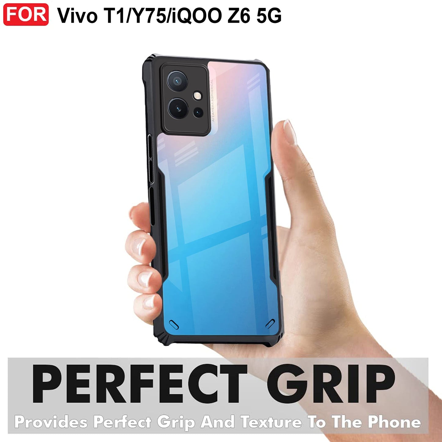VAKIBO Super Premium Black Border Transparent Case With Corner Protection & Camera Protection Suitable for Vivo Y55 5G