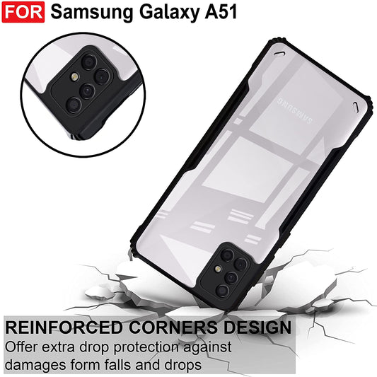 VAKIBO Best Selling Black and Transparent Back Cover Case Made With Soft TPU and Acrylic With 4 Corner and Camera Protection Suitable for Samsung Galaxy A51