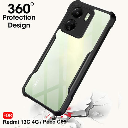 VAKIBO Super Premium Black Border Transparent Case With Corner Protection & Camera Protection Suitable for Mi Redmi 13C 4G