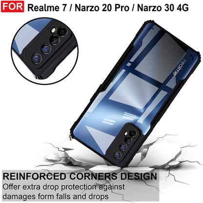 VAKIBO Best Selling Black and Transparent Back Cover Case Made With Soft TPU and Acrylic With 4 Corner and Camera Protection Suitable for Realme 7