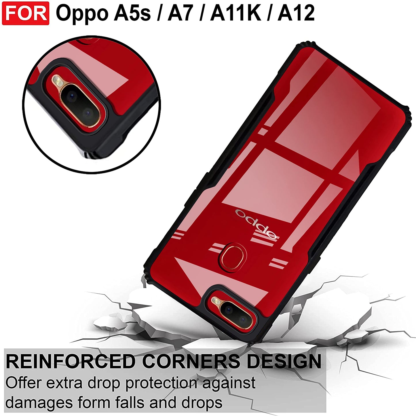 VAKIBO Super Premium Black Border Transparent Case With Corner Protection & Camera Protection Suitable for Oppo A11K
