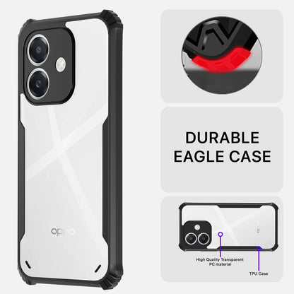 VAKIBO Best Selling Black and Transparent Coloured Made With Soft TPU and Acrylic Back Cover Case With 4 Corner and Camera Protection Suitable for Oppo A3x