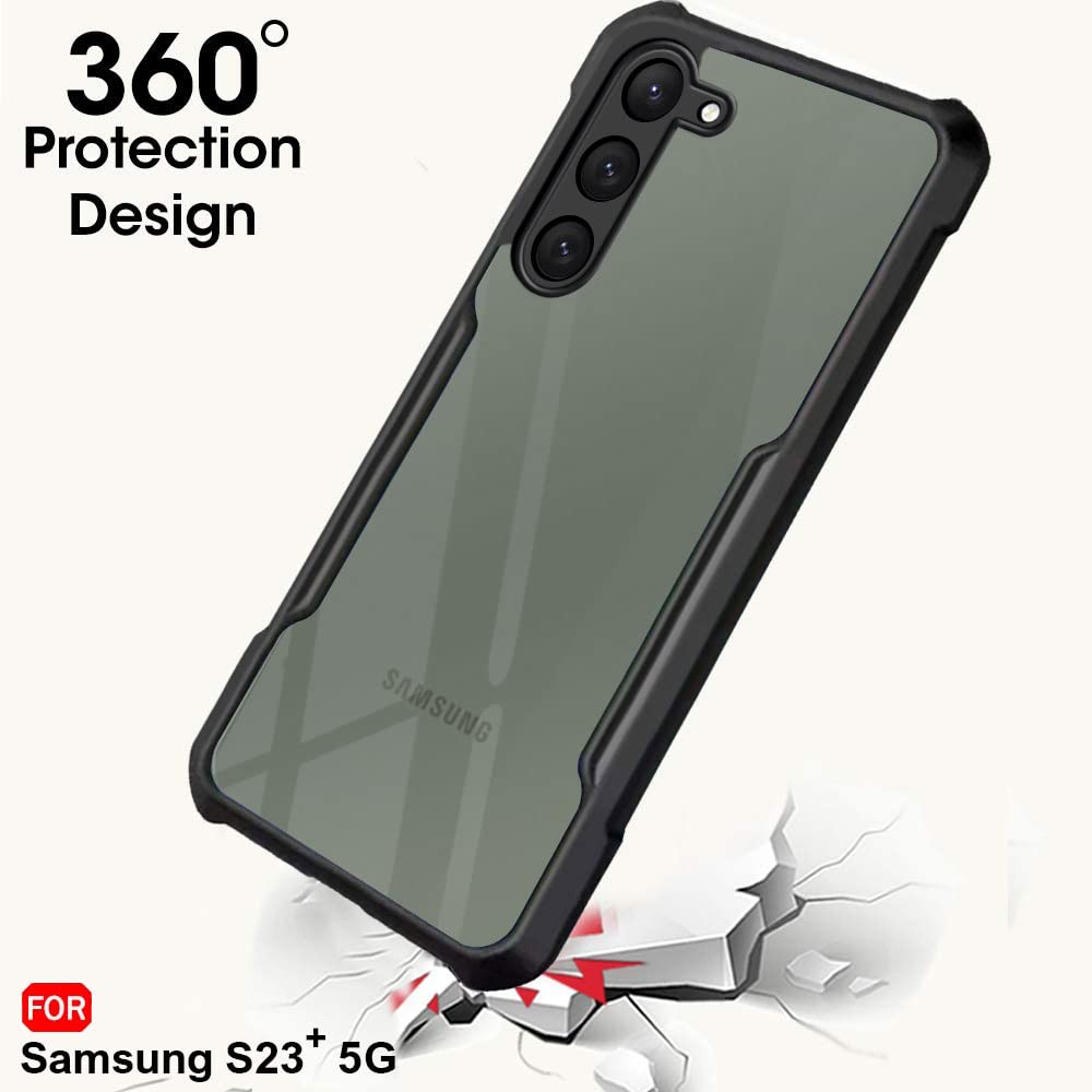 VAKIBO Super Premium Black Border Transparent Case With Corner Protection & Camera Protection Suitable for Samsung S23 Plus