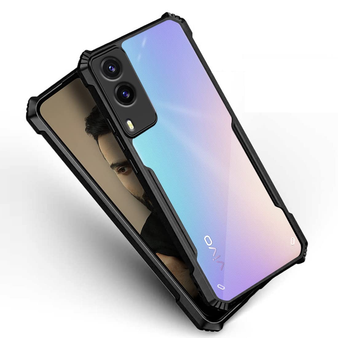 VAKIBO Super Premium Black Border Transparent Case With Corner Protection & Camera Protection Suitable for Vivo V21E 5G