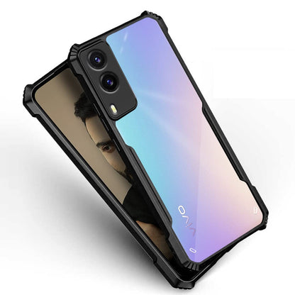 VAKIBO Super Premium Black Border Transparent Case With Corner Protection & Camera Protection Suitable for Vivo V21E 5G