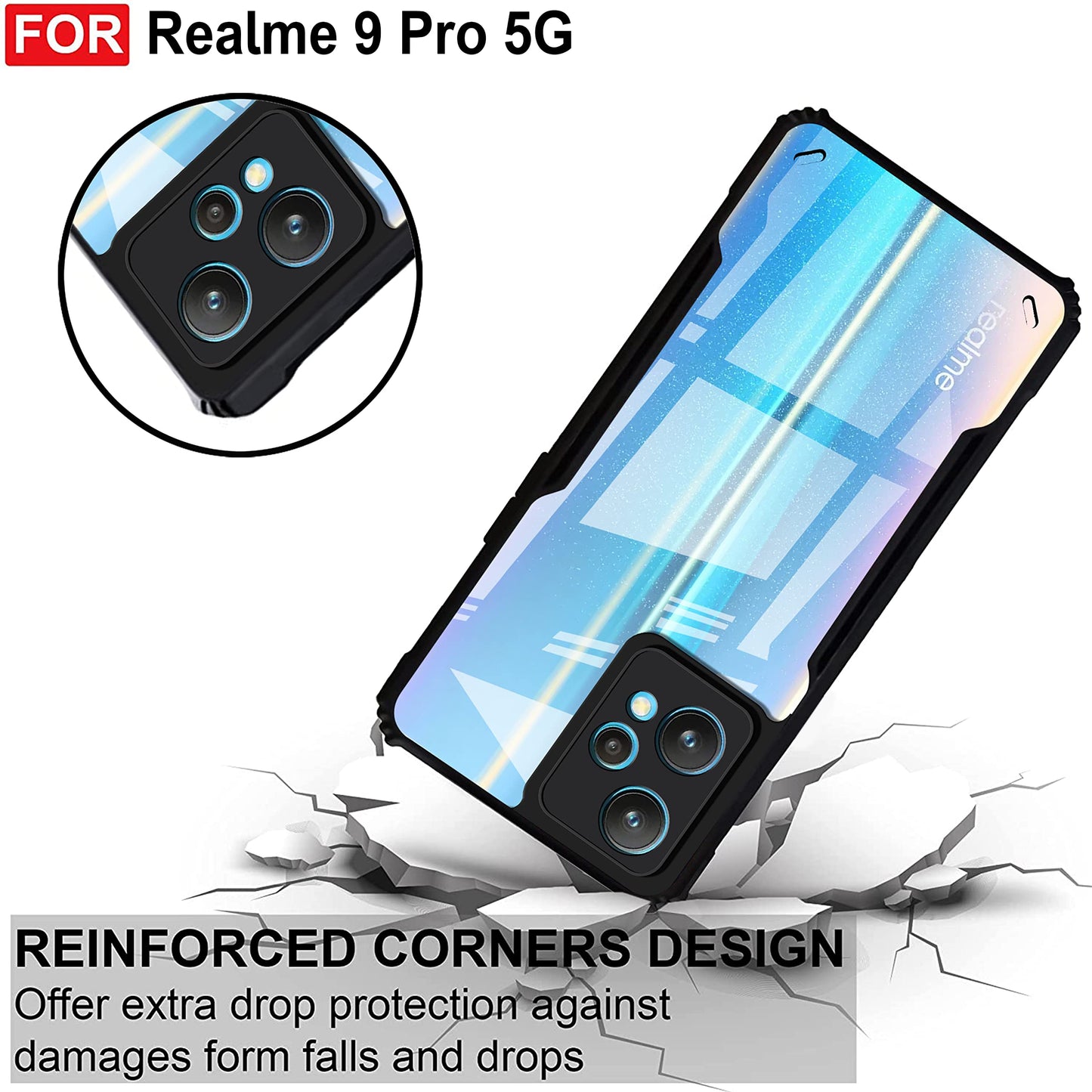 VAKIBO Super Premium Black Border Transparent Case With Corner Protection & Camera Protection Suitable for Realme V25
