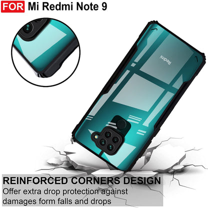VAKIBO Super Premium Black Border Transparent Case With Corner Protection & Camera Protection Suitable for Mi Redmi Note 9